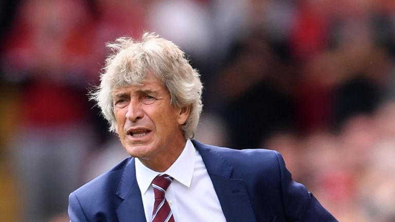 Manuel Pellegrini during the Premier League match between Liverpool and West Ham United