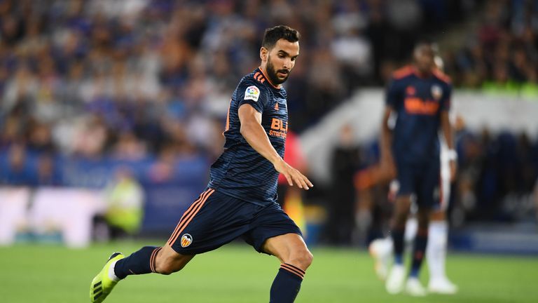 Martin Montoya during the pre-season friendly match between Leicester City and Valencia at The King Power Stadium on August 1, 2018 in Leicester, England