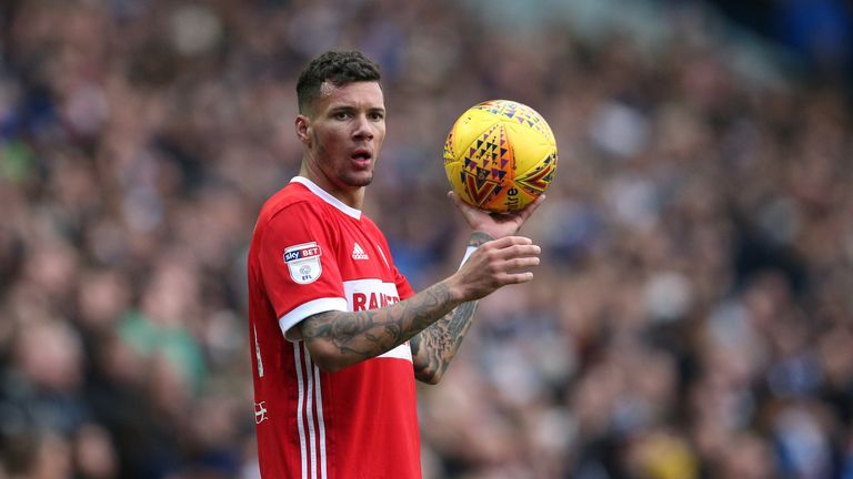 Marvin Johnson of Middlesbrough during the Sky Bet Championship match between Leeds United and Middlesbrough at Elland Road on November 19, 2017 in Leeds, England.