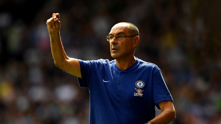 Maurizio Sarri on the touchline at the John Smith's Stadium