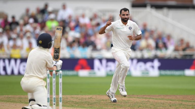 Mohammed Shami during day four of the 3rd Specsavers Test Match between England and India at Trent Bridge on August 21, 2018 in Nottingham, England.