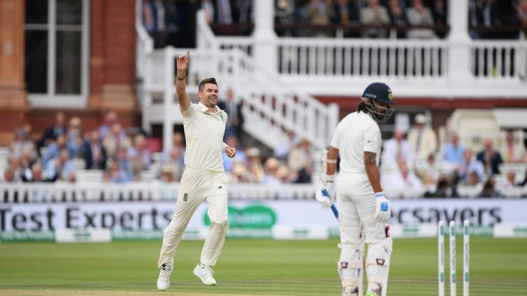 Murali Vijay was bowled for a five-ball duck by Jimmy Anderson in the first innings at Lord's