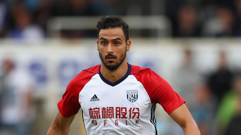 Nacer Chadli in action for West Brom during the pre-season 