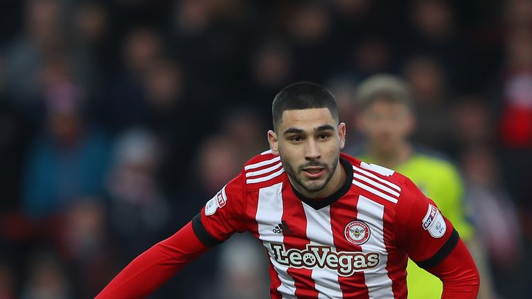 Neal Maupay at Griffin Park on January 6, 2018 in Brentford, England.