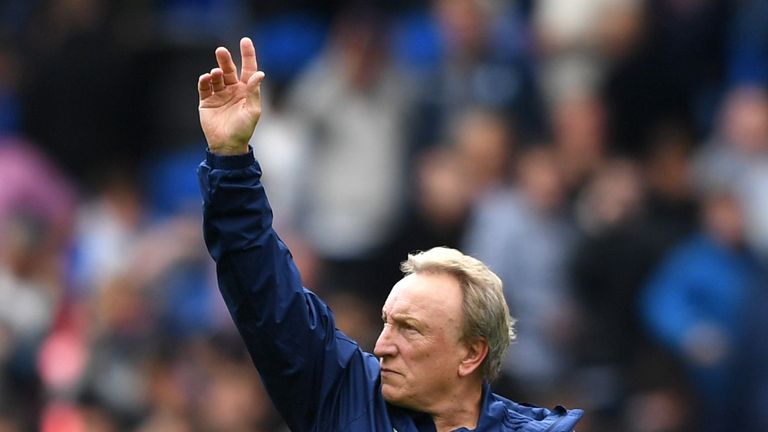 Neil Warnock, Manager of Cardiff City reacts on the final whistle during the Premier League match between Cardiff City and Newcastle United at Cardiff City Stadium on August 18, 2018 in Cardiff, United Kingdom