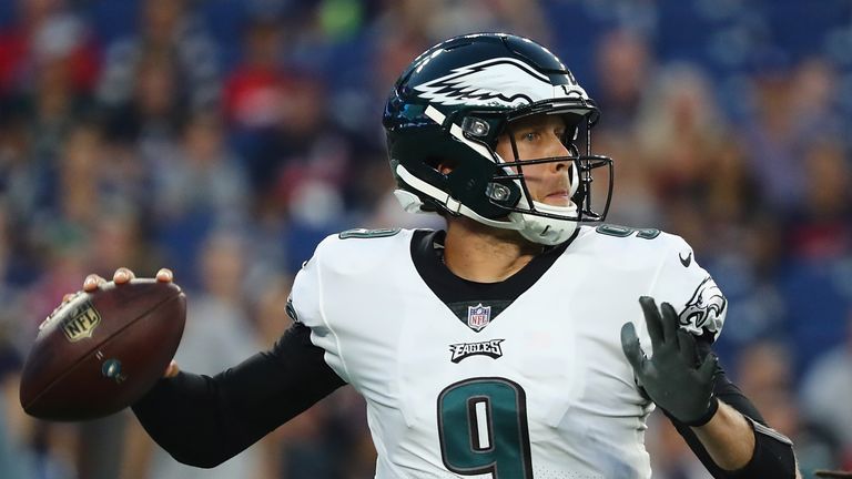Foles went off with a shoulder injury at the Gillette Stadium