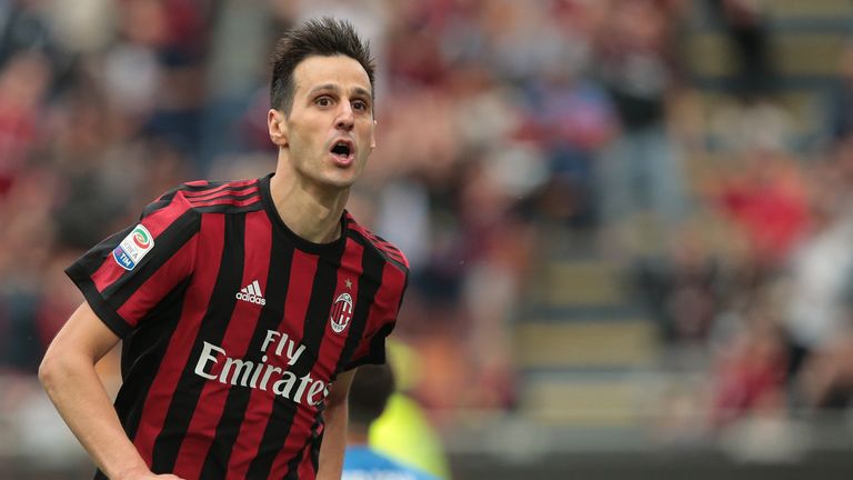 Kalinic during the serie A match between AC Milan and ACF Fiorentina at Stadio Giuseppe Meazza on May 20, 2018 in Milan, Italy.