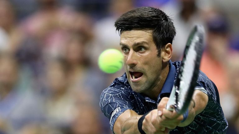 NEW YORK, NY - AUGUST 30:  Novak Djokovic of Serbia returns the ball during the men's singles second round match against Tennys Sandgren of the United States on Day Four of the 2018 US Open at the USTA Billie Jean King National Tennis Center on August 30, 2018 in the Flushing neighborhood of the Queens borough of New York City.  (Photo by Matthew Stockman/Getty Images)