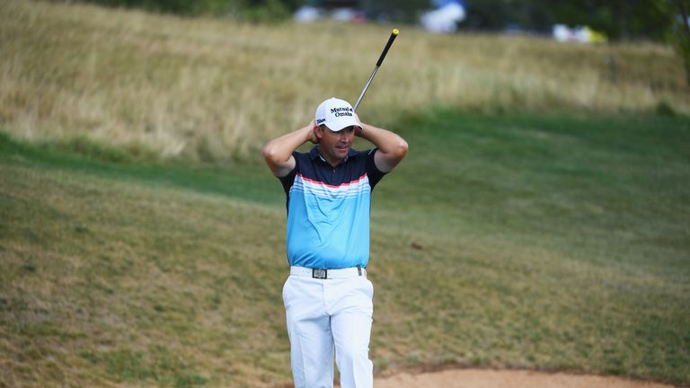 PRAGUE, CZECH REPUBLIC - AUGUST 26:  Padraig Harrington of Ireland reacts as he play his fourth shot on the 10th hole during day four and final round of the the D+D REAL Czech Masters at Albatross Golf Resort on August 26, 2018 in Prague, Czech Republic.  (Photo by Ross Kinnaird/Getty Images)