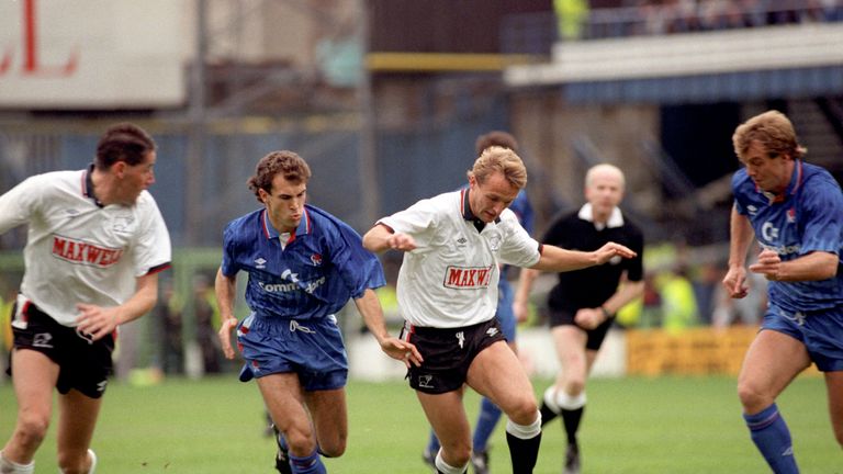 Paul Goddard in action while playing for Derby County against Chelsea in 1989