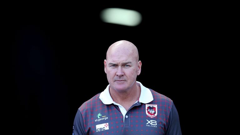 Head Coach of the Dragons Paul McGregor looks on during the NRL trial match between the St George Illawarra Dragons and Hull at ANZ Stadium on February 17, 2018 in Sydney, Australia.