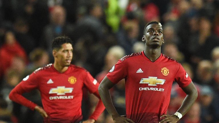 Paul Pogba and Chris Smalling reflect during the 3-0 home defeat to Tottenham Hotspur