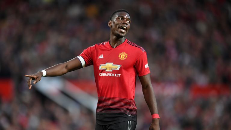 Paul Pogba during the Premier League match against Leicester City at Old Trafford