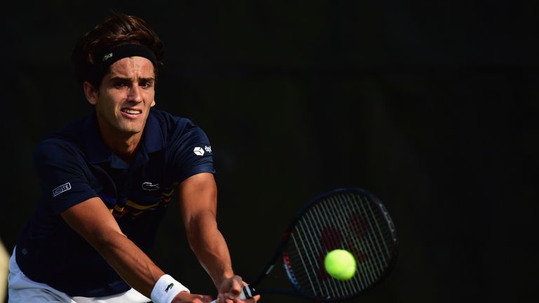 during the first day of the Winston-Salem Open at Wake Forest University on August 20, 2018 in Winston-Salem, North Carolina.