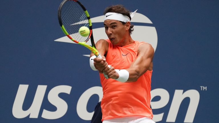 Rafael Nadal of Spain plays against Karen Khachanov of Russia during Day 5 of the 2018 US Open Men's Singles match at the USTA Billie Jean King National Tennis Center in New York on August 31, 2018. 