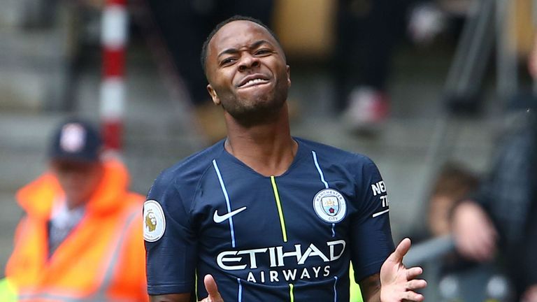 Manchester City's English midfielder Raheem Sterling reacts after failing to control a through ball during the English Premier League football match between Wolverhampton Wanderers and Manchester City at the Molineux stadium in Wolverhampton, central England on August 25, 2018.