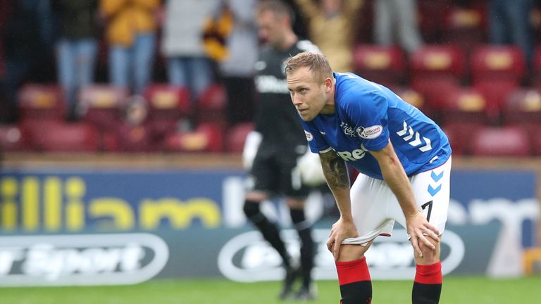  during the Scottish Premier League match between Motherwell and Rangers at Fir Park on August 26, 2018 in Motherwell, Scotland.