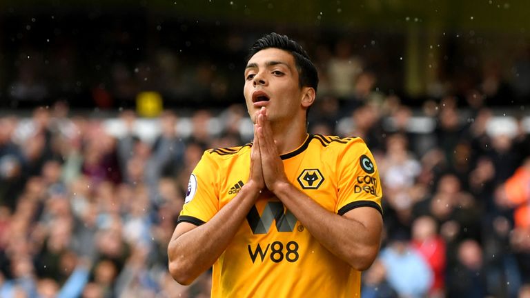 Raul Jimenez reacts after his goal is ruled out for offside