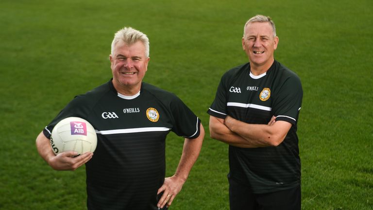 Charlie Redmond, left, and Keith Barr, former Dublin and Erin's Isle footballers are pictured at Erin's Isle GAA Club, which recently took part in AIB's new series, The Toughest Rivalry.