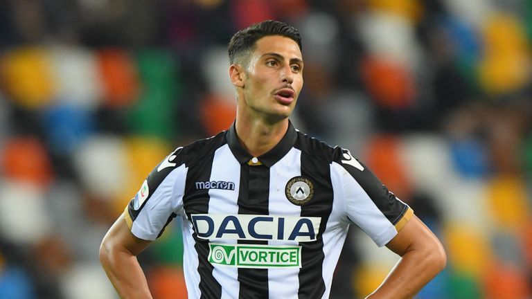 Udinese midfielder Rolando Mandragora during the Serie A match with Sampdoria