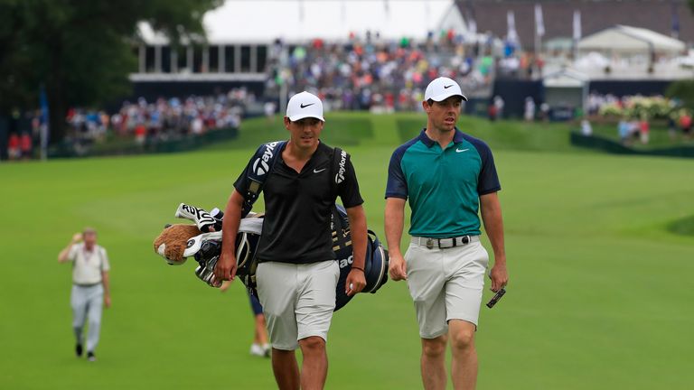 during a practice round prior to the 2018 PGA Championship at Bellerive Country Club on August 7, 2018 in St. Louis, Missouri.