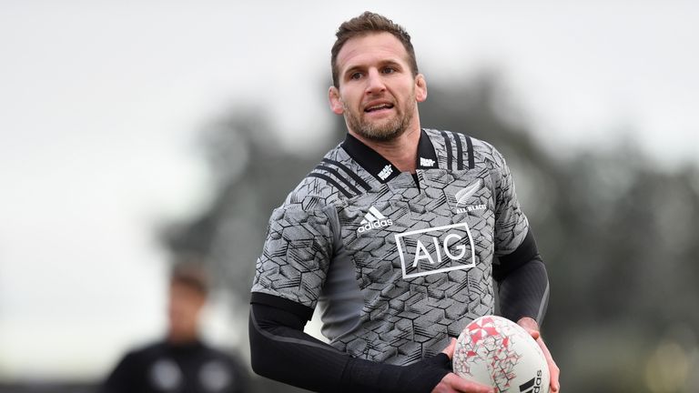 New Zealand's Kieran Read in action during an All Blacks training session in Christchurch