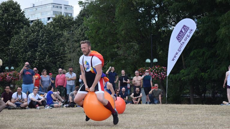 Space hopper racing at the Royal Vauxhall Tavern Sports Day, August 2016