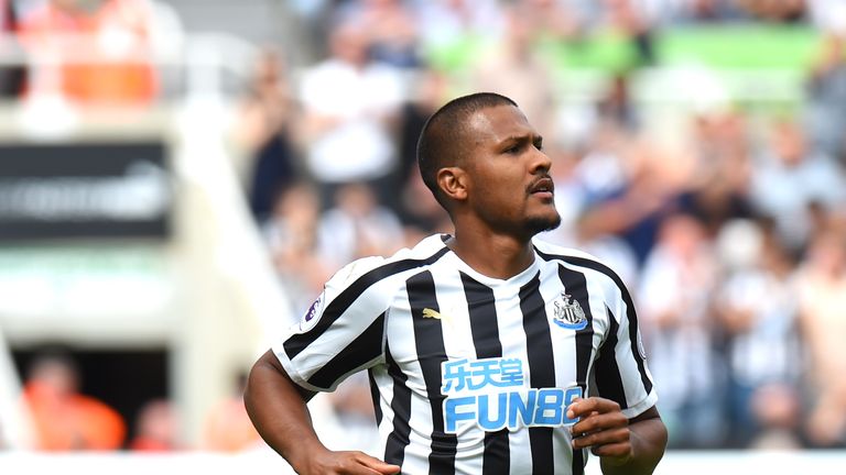 Salomon Rondon during the Premier League match between Newcastle United and Tottenham Hotspur at St. James Park on August 11, 2018 in Newcastle upon Tyne, United Kingdom.