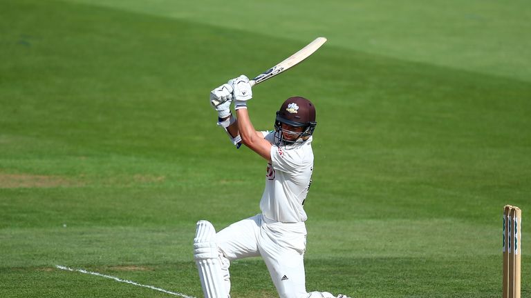  during day one of the Specsavers County Championship Division One match between Surrey and Lancashire at The Kia Oval on August 19, 2018 in London, England.