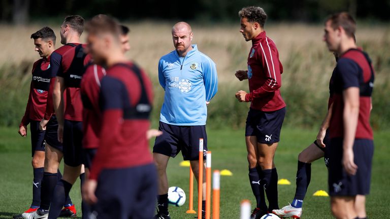 Burnley manager Sean Dyche during a training session at Barnfield Training Centre, Burnley.