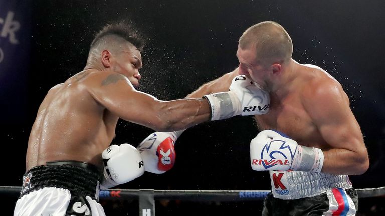 Sergey Kovalev   Eleider Alvarez during the WBO/IBA Light Heavyweight Title bout at the Hard Rock Hotel & Casino Atlantic City on August 4, 2018 in Atlantic City, New Jersey.