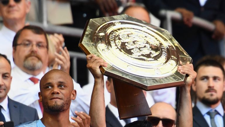 Sergio Aguero fired Manchester City to their fifth Community Shield success