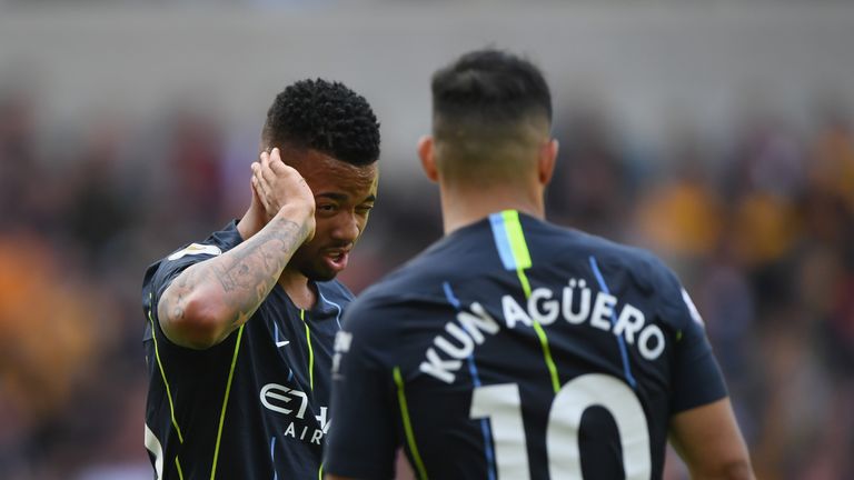 Gabriel Jesus during the Premier League match between Wolverhampton Wanderers and Manchester City at Molineux on August 25, 2018 in Wolverhampton, United Kingdom.