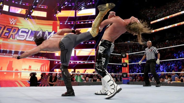 Seth Rollins and Dolph Ziggler competed for the Intercontinental title in the opening match
