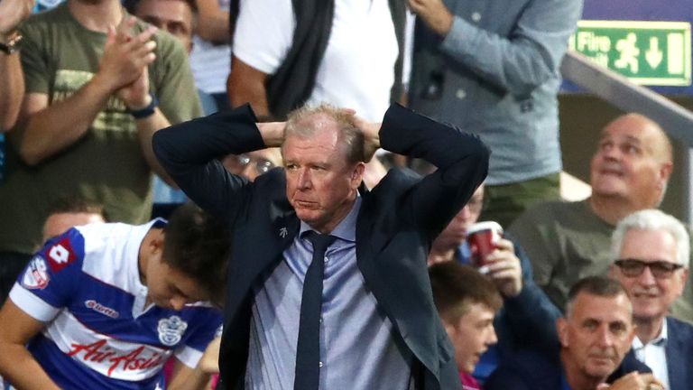 Queens Park Rangers manager Steve McClaren shows his frustration on the touchline during the Sky Bet Championship match against Bristol City at Loftus Road