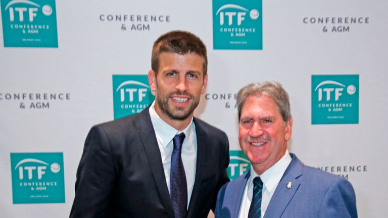 Gerard Pique, founder of Kosmos, and ITF president David Haggerty at the ITF annual general meeting in Orlando