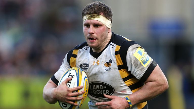 Wasps Thomas Young during the Aviva Premiership match at the Recreation Ground, Bath.                                                                                                                                                                                              