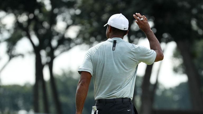 during the third round of The Northern Trust on August 25, 2018 at the Ridgewood Championship Course in Ridgewood, New Jersey.