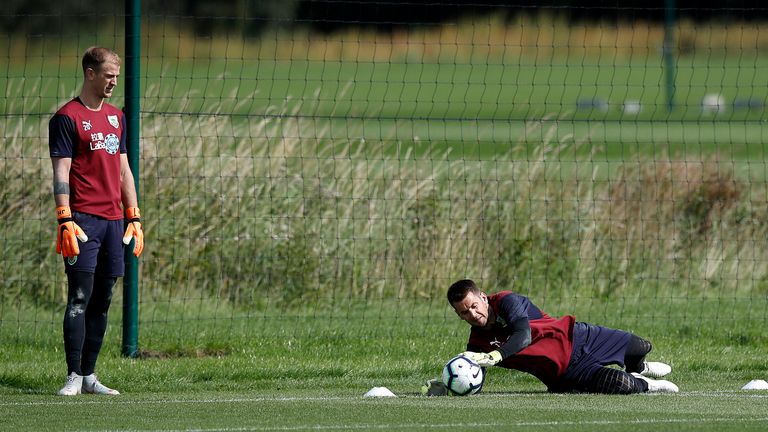 Burnley goalkeeper Tom Heaton during a training session at Barnfield Training Centre