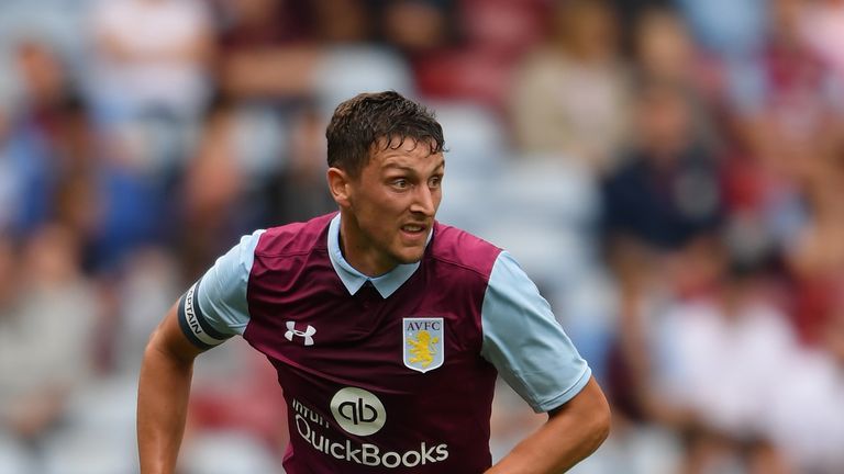 Tommy Elphick of Villa in action during the pre- season friendly between Aston Villa and Middlesbrough at Villa Park on July 30, 2016 in Birmingham, England