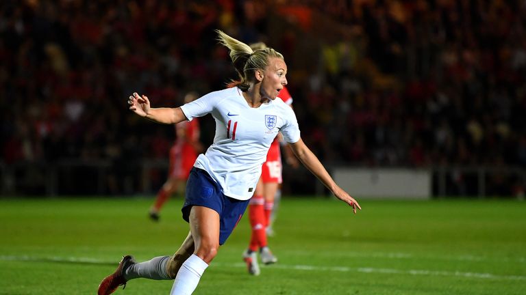 Toni Duggan celebrates her opening goal