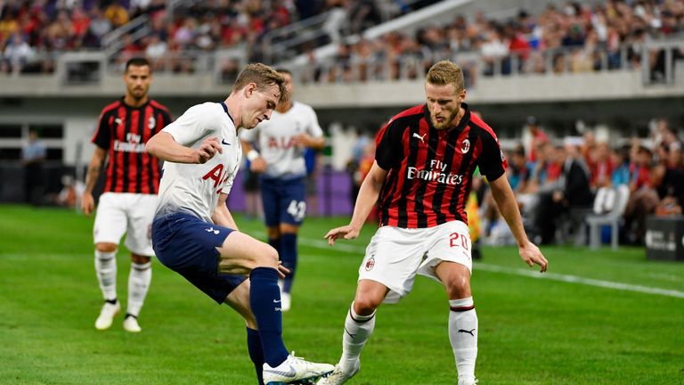 Oliver Skipp in action for Tottenham in a pre-season friendly against AC Milan 
