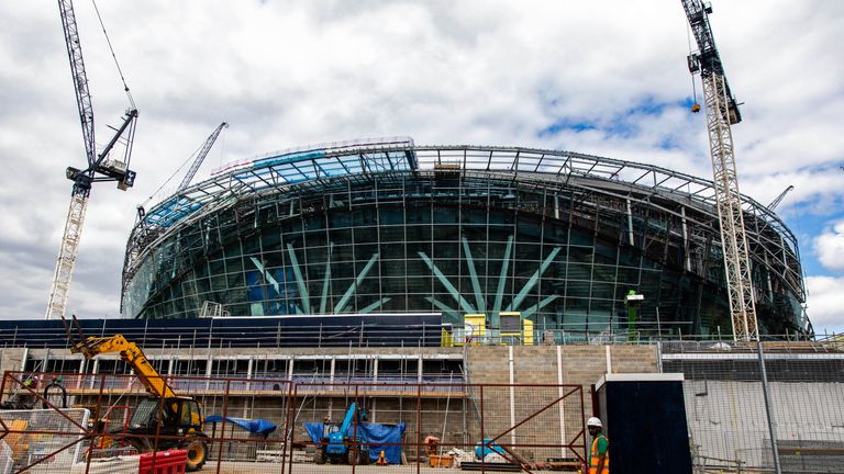 A general view of the ongoing construction work at Tottenham Hotspur's new White Hart Lane stadium