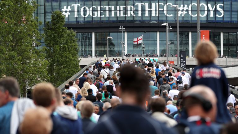  during the Premier League match between Tottenham Hotspur and Fulham FC at Wembley Stadium on August 18, 2018 in London, United Kingdom.
