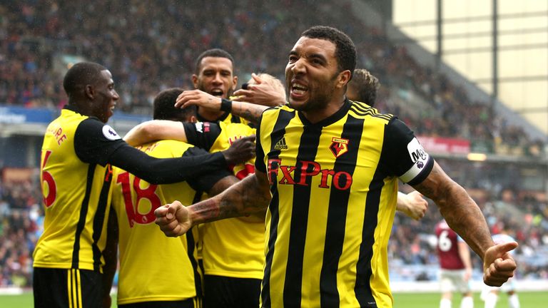 Troy Deeney during the Premier League match between Burnley FC and Watford FC at Turf Moor on August 19, 2018 in Burnley, United Kingdom