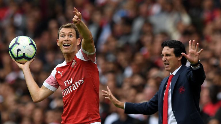  during the Premier League match between Arsenal FC and Manchester City at Emirates Stadium on August 12, 2018 in London, United Kingdom.