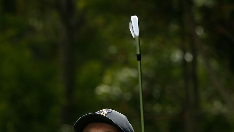Viktor Hovland of Norway tees off on the twelfth hole during the semi-final round of the U.S. Amateur Championship at Pebble Beach Golf Links on August 18, 2018 in Pebble Beach, California. 