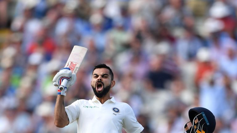 Virat Kohli during day two of the First Specsavers Test Match between England and India at Edgbaston on August 2, 2018 in Birmingham, England.