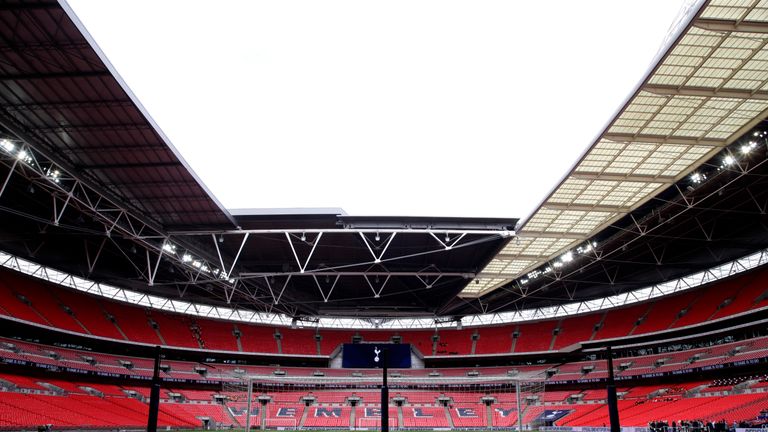  during the Premier League match between Tottenham Hotspur and Leicester City at Wembley Stadium on May 13, 2018 in London, England.