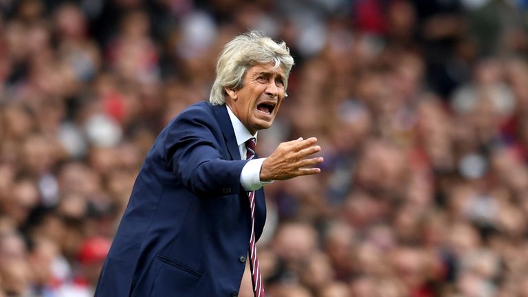 Manuel Pellegrini during the Premier League match at the Emirates Stadium